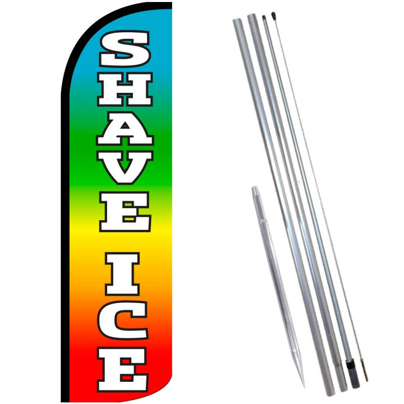 Vista Flags Shave Ice (Multicolor) Windless Feather Flag Bundle (11.5' Tall  Flag, 15' Tall Flagpole, Ground