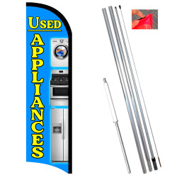 Used Appliances Premium Windless Feather Flag Bundle (11.5' Tall Flag, 15' Tall Flagpole, Ground Mount Stake) 841098160661