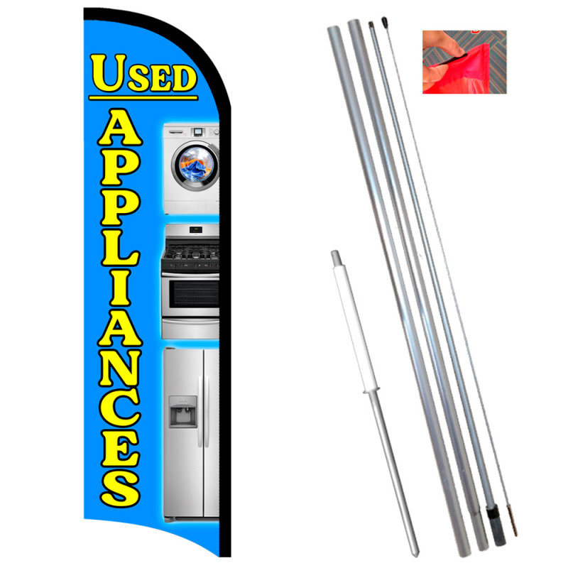 Used Appliances Premium Windless Feather Flag Bundle (11.5' Tall Flag