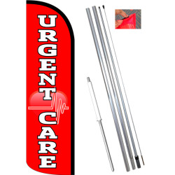 Vista Flags Urgent Care (Red/White) Windless Feather Flag Bundle (11.5' Tall Flag, 15' Tall Flagpole, Ground Mount Stake) 841098