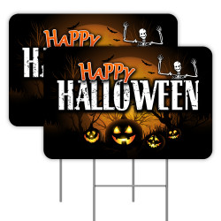 Happy Halloween 2 Pack 16x24 Inch Sign, Single Sided Print (Made in The USA)