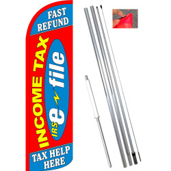 INCOME TAX FAST REFUND Windless Feather Flag Bundle (11.5' Tall Flag, 15' Tall Flagpole, Ground Mount Stake) 841098167424