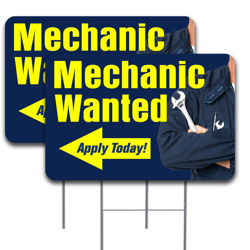 Made in the USA Mechanic Wanted 2 Pack 18x24 Inch Sign 