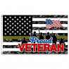 VF Display Proud Veteran USA Flag Pattern (Black) with Thin Green Line Premium 3x5 Polyester Flag (Made in The USA)