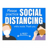 Please Practice Social Distancing (32" x 24") Perforated Removable Window Decal