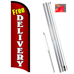 Vista Flags Delivery Premium Windless Feather Flag Bundle (11.5' Tall Flag, 15' Tall Flagpole, Ground Mount Stake)