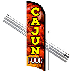 Vista Flags Cajun Food Premium Windless Feather Flag Bundle (11.5' Tall Flag, 15' Tall Flagpole, Ground Mount Stake)