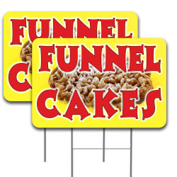 Vista Products 2 Pack Funnel Cakes Yard Sign 16" x 24" - Double-Sided Print, with Metal Stakes 841098174347