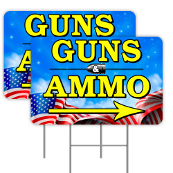 2 Pack Guns & Ammo Yard Signs 16" x 24" - Double-Sided Print, with Metal Stakes 841098175429