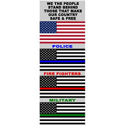 2 Pack Thin Line Flag Set (USA, Thin Blue, Thin Red, Thin Green) Perforated Window Decal (Removable) 15" x 5.5"
