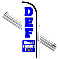 Vista Flags DEF Diesel Exhaust Fluid Premium Windless Feather Flag Bundle (11.5' Tall Flag, 15' Tall Flagpole, Ground Mount Stak