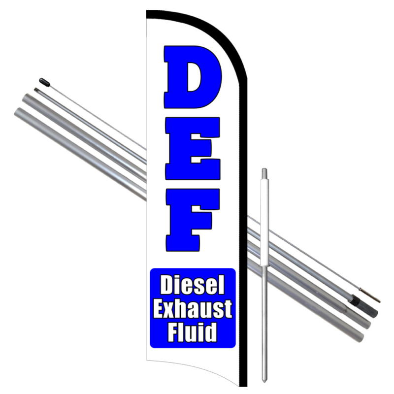 Vista Flags DEF Diesel Exhaust Fluid Premium Windless Feather Flag Bundle  (11.5' Tall Flag, 15' Tall