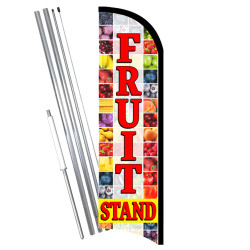 Vista Flags Fruit Stand Windless Feather Flag Bundle (11.5' Tall Flag, 15' Tall Flagpole, Ground Mount Stake) 841098197131