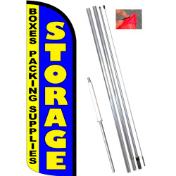 STORAGE (Boxes Packing Supplies) Windless Feather Flag Bundle (11.5' Tall Flag, 15' Tall Flagpole, Ground Mount Stake)