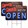 2 Pack Come In We're Open Yard Signs 16" x 24" - Double-Sided Print, with Metal Stakes 841098199876