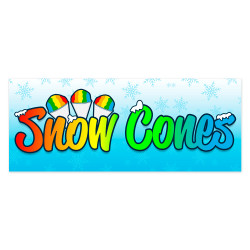 Snow Cones Vinyl Banner 8 Feet Wide by 2.5 Feet Tall (Made in The USA)