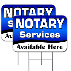 Vista Products 2 Pack Notary Services Available Here Yard Sign 16" x 24" - Double-Sided Print, with Metal Stakes 841098186098