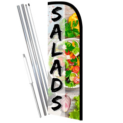 Salads Premium Windless Feather Flag Bundle (11.5' Tall Flag, 15' Tall Flagpole, Ground Mount Stake) Printed in the USA 84109810