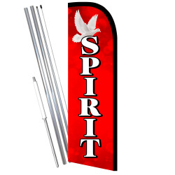 SPIRIT Premium Windless Feather Flag Bundle (11.5' Tall Flag, 15' Tall Flagpole, Ground Mount Stake) Printed in the USA 84109810