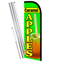 Vista Flags Caramel Apples Premium Windless Feather Flag Bundle (11.5' Tall Flag, 15' Tall Flagpole, Ground Mount Stake)