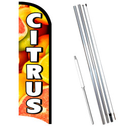 CITRUS Premium Windless Feather Flag Bundle (11.5' Tall Flag, 15' Tall Flagpole, Ground Mount Stake)