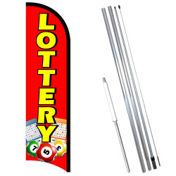Vista Flags Lottery Premium Windless Feather Flag Bundle (11.5' Tall Flag, 15' Tall Flagpole, Ground Mount Stake)