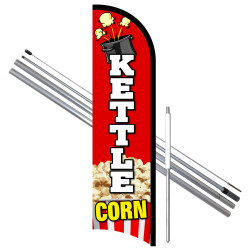 Vista Flags Kettle Corn Premium Windless Feather Flag Bundle (11.5' Tall Flag, 15' Tall Flagpole, Ground Mount Stake)