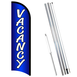 Vista Flags Vacancy Premium Windless Feather Flag Bundle (11.5' Tall Flag, 15' Tall Flagpole, Ground Mount Stake)