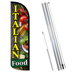 Vista Flags Italian Food Premium Windless Feather Flag Bundle (11.5' Tall Flag, 15' Tall Flagpole, Ground Mount Stake)