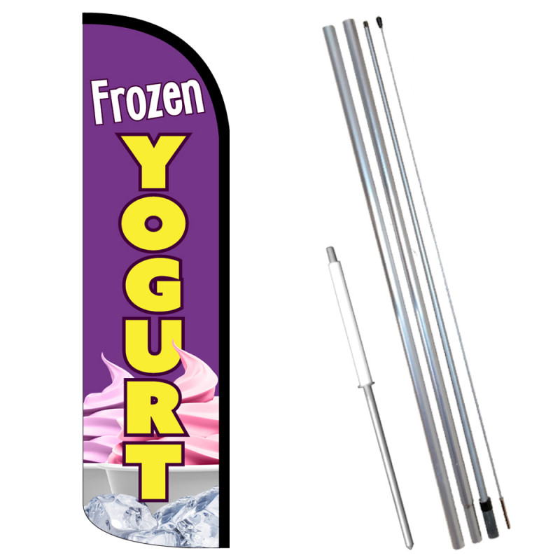 Vista Flags Frozen Yogurt Premium Windless Feather Flag Bundle (11.5' Tall  Flag, 15' Tall Flagpole, Ground Mount Stake)