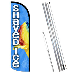 Vista Flags Shaved ICE Premium Windless Feather Flag Bundle (11.5' Tall Flag, 15' Tall Flagpole, Ground Mount Stake)