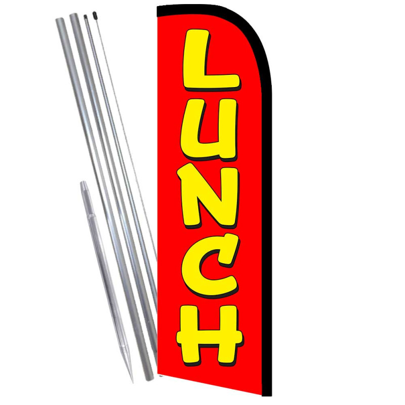 BREAKFAST LUNCH DINNER SPECIAL Red 3 TALL FLUTTER FLAGS Feather Swooper Banner 