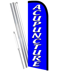 ACUPUNCTURE Premium Windless Feather Flag Bundle (11.5' Tall Flag, 15' Tall Flagpole, Ground Mount Stake)