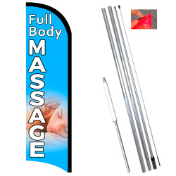 Vista Flags Full Body Massage Premium Windless Feather Flag Bundle (11.5' Tall Flag, 15' Tall Flagpole, Ground Mount Stake) Made