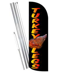 Turkey Legs Premium Windless Feather Flag Bundle (11.5' Tall Flag, 15' Tall Flagpole, Ground Mount Stake) 841098196790