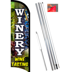 Vista Flags Winery Premium Windless Feather Flag Bundle (11.5' Tall Flag, 15' Tall Flagpole, Ground Mount Stake) 841098197179