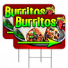 2 Pack BURRITOS Yard Signs 16" x 24" - Double-Sided Print, with Metal Stakes 841098101985