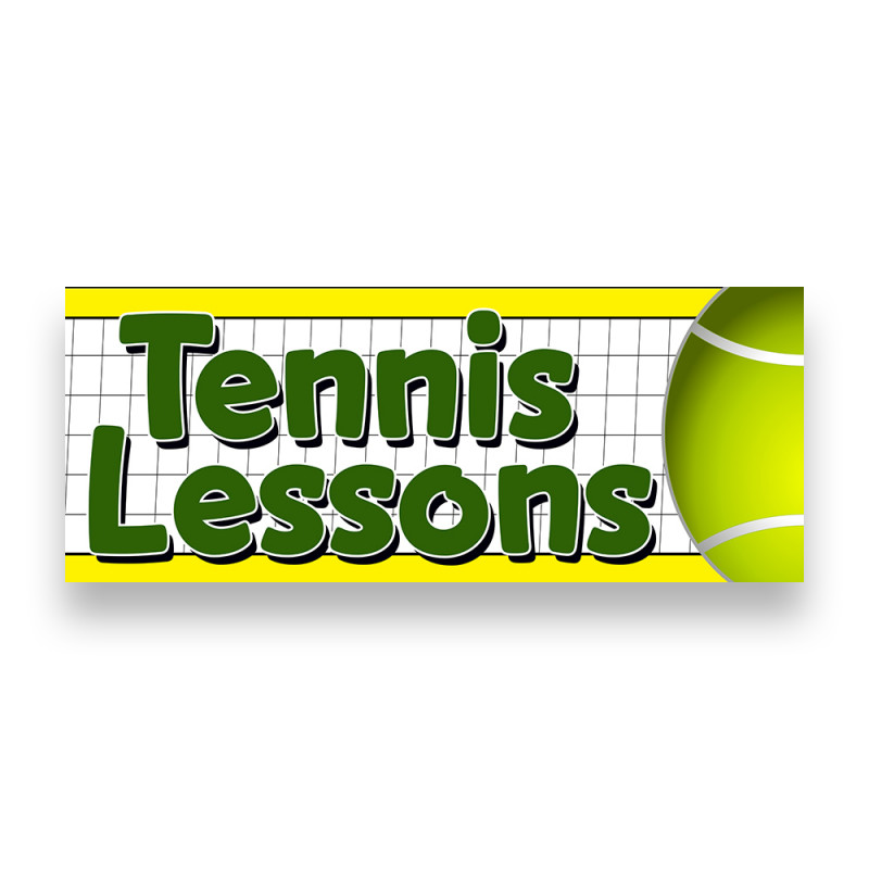 TENNIS LESSONS Vinyl Banner with Optional Sizes (Made in the USA)