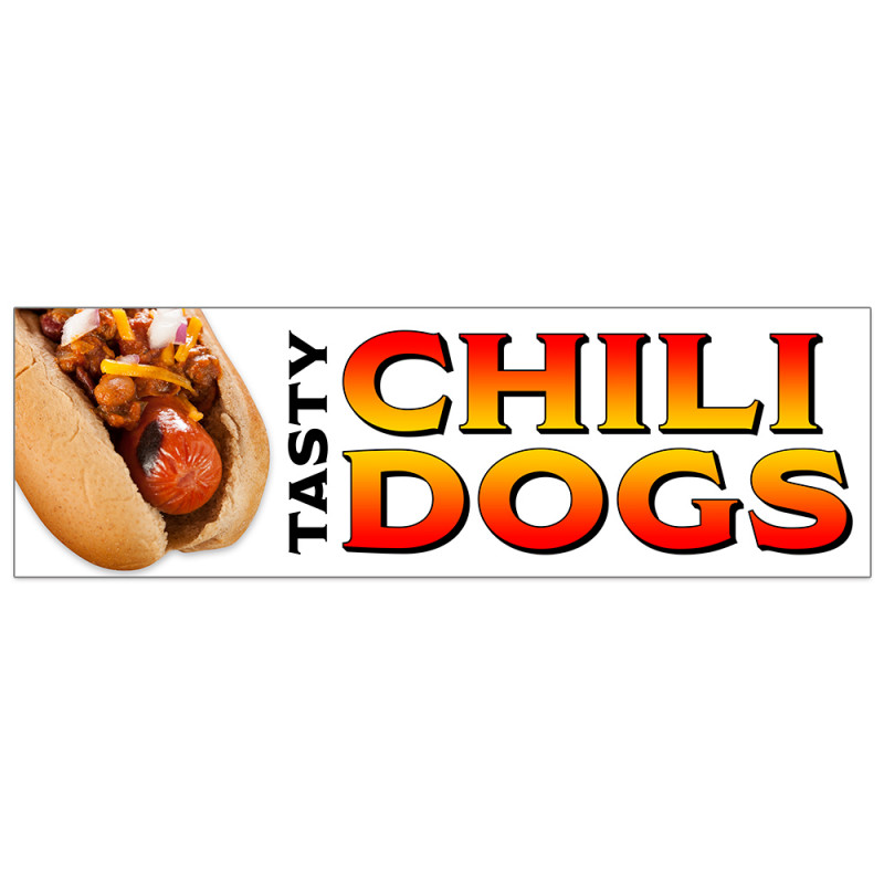 Chili Dogs Vinyl Banner 5 Feet Wide by 2 Feet Tall