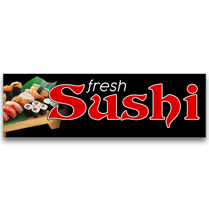 Fresh Sushi Vinyl Banner 5 Feet Wide by 2 Feet Tall