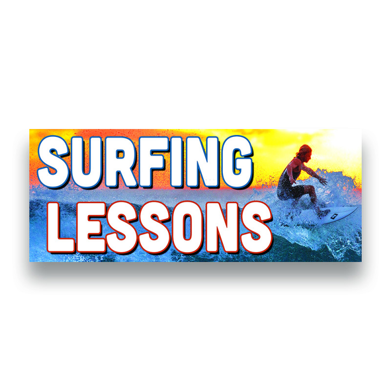 SURFING LESSONS Vinyl Banner with Optional Sizes (Made in the USA)