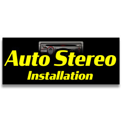 Auto Stereo Installation Vinyl Banner with Optional Sizes (Made in the USA)