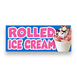 ROLLED ICE CREAM Vinyl Banner with Optional Sizes (Made in the USA)