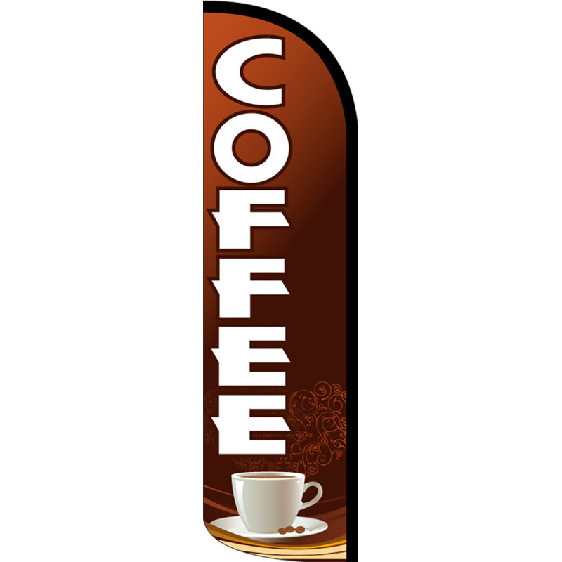 Coffee Premium Windless Feather Flag, FLAG ONLY (11.5' Tall x 3' Wide) Made in the USA