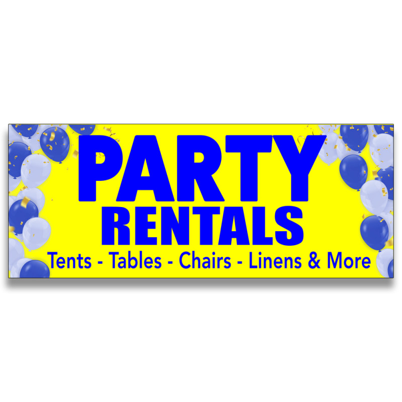 Party Rentals Vinyl Banner with Optional Sizes (Made in the USA)