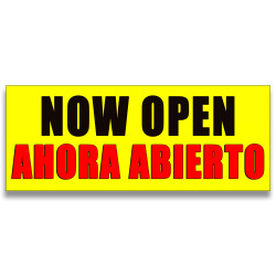 Now Open/ Ahora Abierto Vinyl Banner with Optional Sizes (Made in the USA)