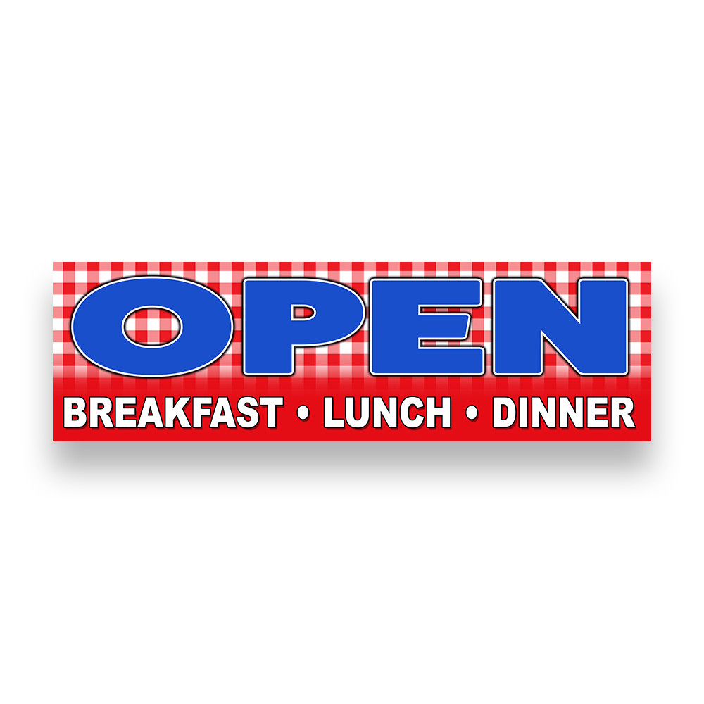 OPEN BREAKFAST LUNCH DINNER Vinyl Banner with Optional Sizes (Made in ...