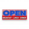 OPEN BREAKFAST LUNCH DINNER Vinyl Banner with Optional Sizes (Made in the USA)