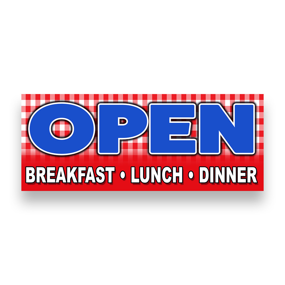 OPEN BREAKFAST LUNCH DINNER Vinyl Banner with Optional Sizes (Made in ...