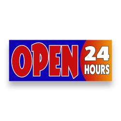 OPEN 24 HOURS Vinyl Banner with Optional Sizes (Made in the USA)